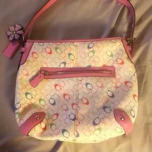Vintage Pink Coach Monogram Hobo Shoulder Purse